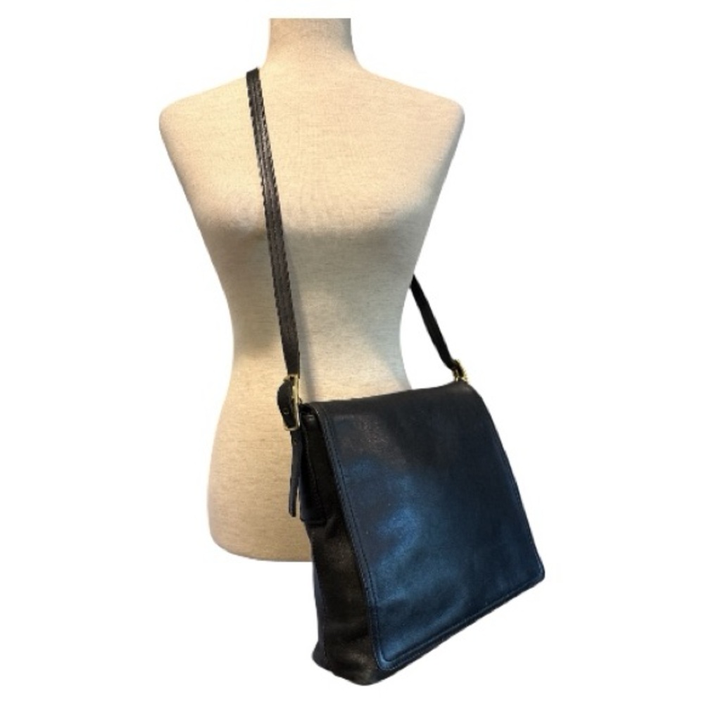 COACH VINTAGE MONTEREY FLAP BLACK LEATHER CROSSBODY PURSE  9829
